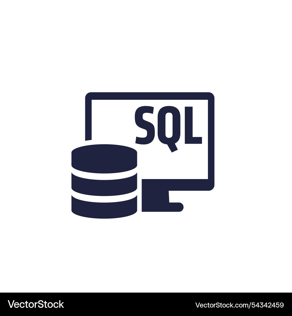 Sql icon with a database and computer vector image