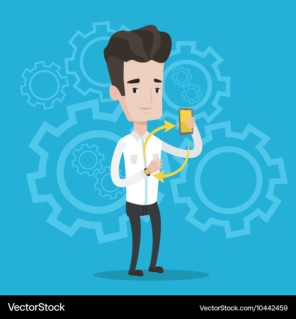 Synchronization between smartwatch and smartphone Vector Image