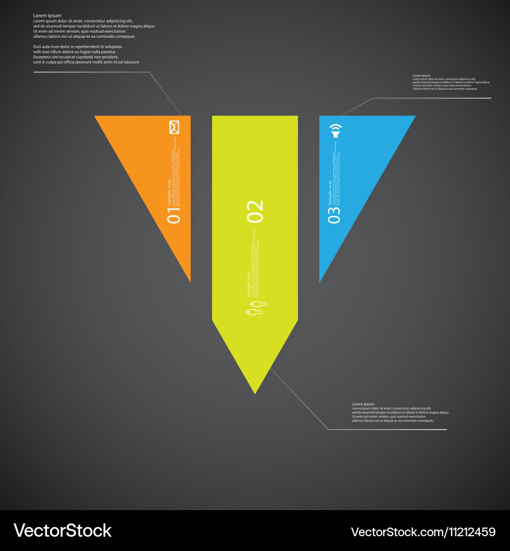 Triangle template consists of three color parts Vector Image