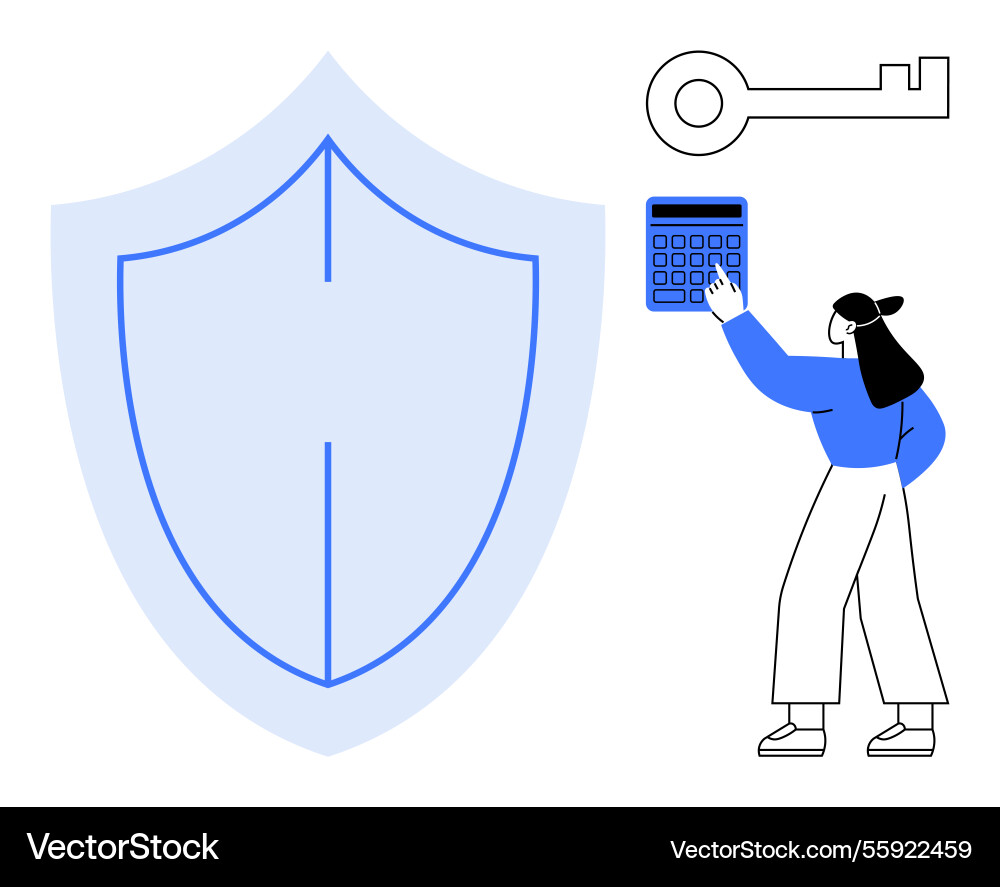 User entering security code with digital shield User entering security code with digital shield vector image