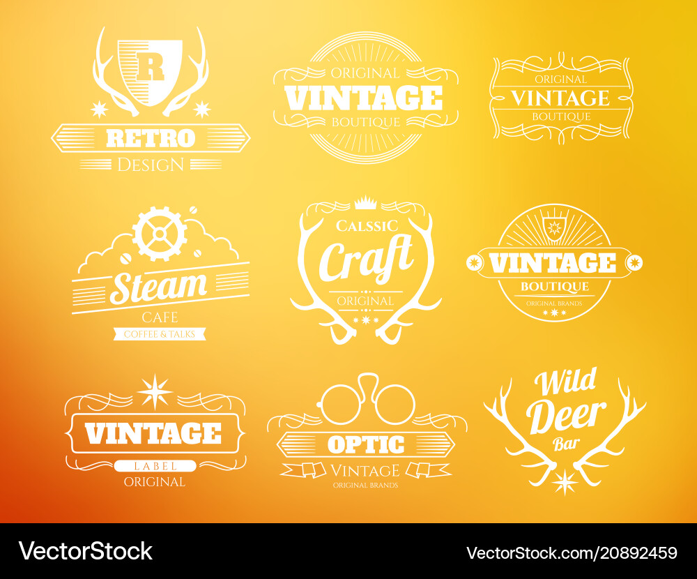 White vintage hipster logos and labels set White vintage hipster logos and labels set vector image