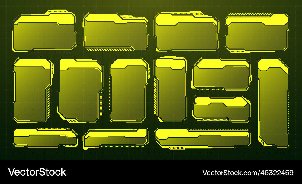 Yellow futuristic hud ui elements sci-fi user vector image