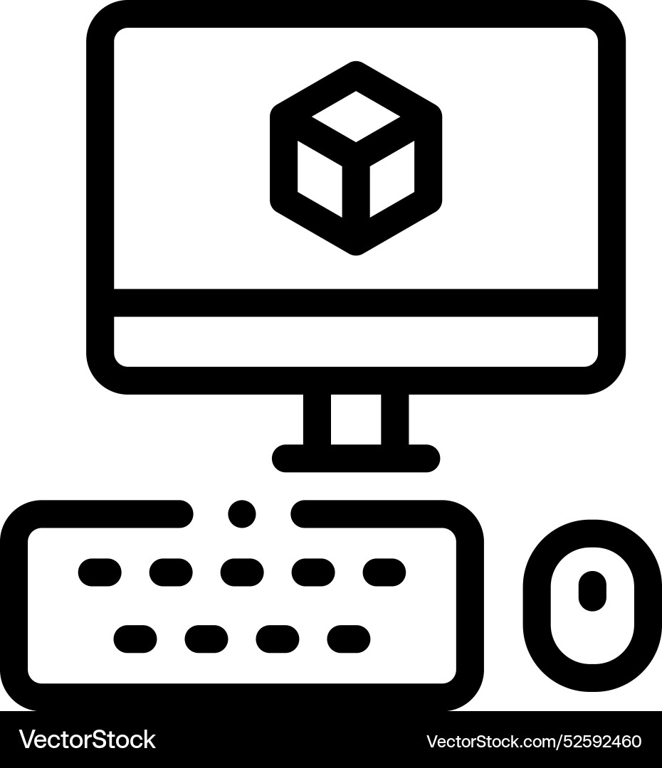 Computer icon thin linear style design isolated Computer icon thin linear style design isolated vector image