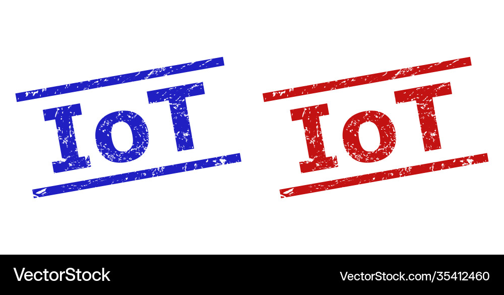 Iot seals with grunged texture and parallel lines vector image