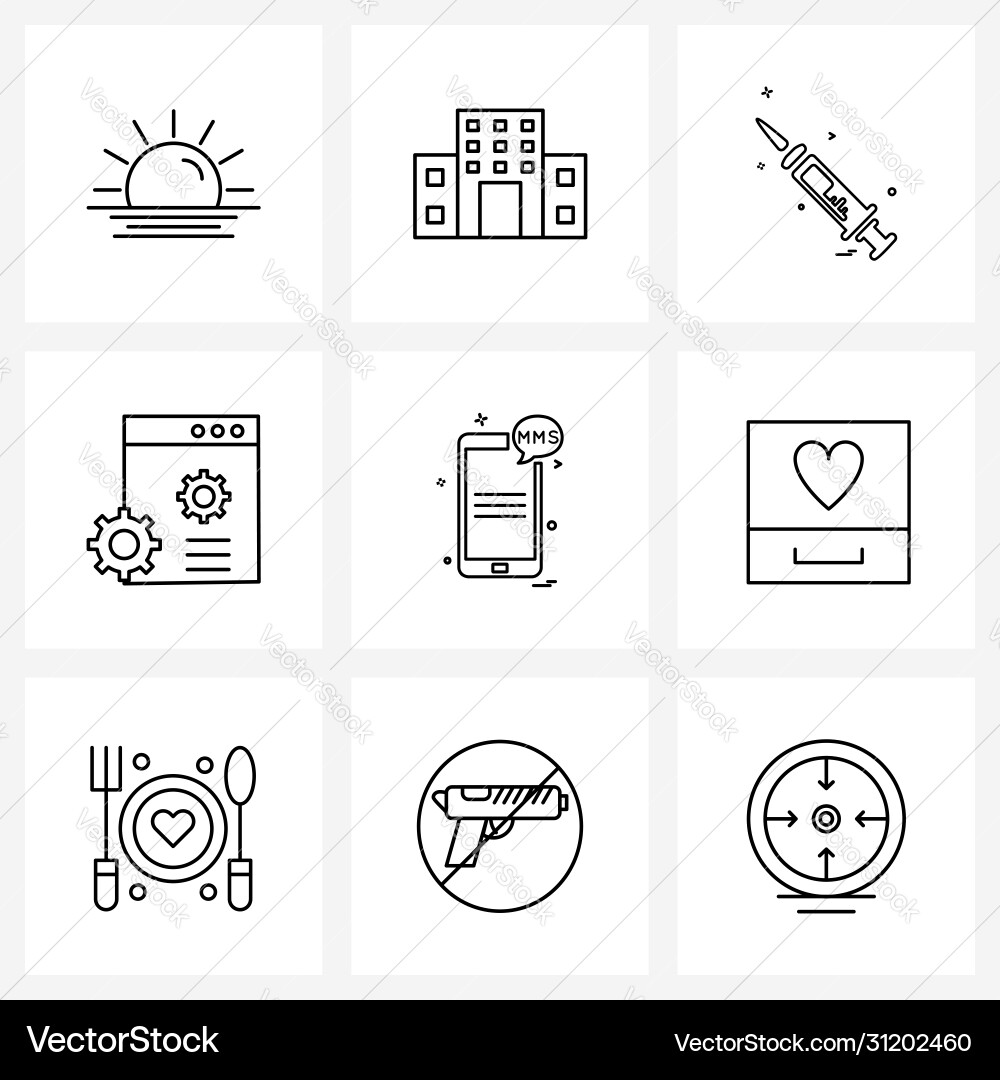 Isolated symbols set 9 simple line icons vector image
