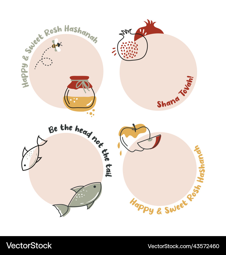 Jewish holiday rosh hashana greeting card set Jewish holiday rosh hashana greeting card set vector image