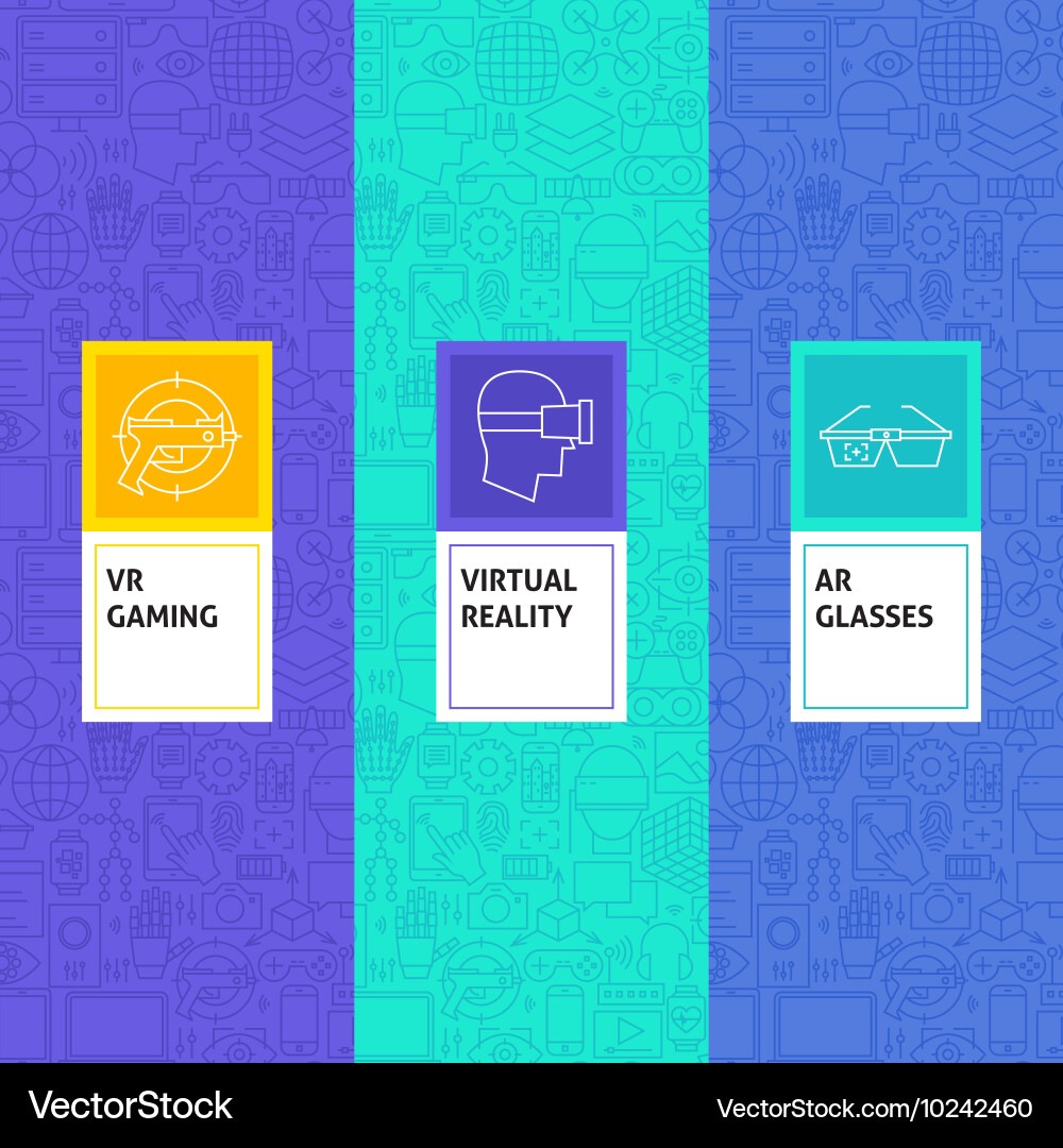 Line virtual reality patterns set vector image