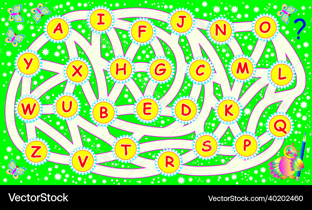 Logic puzzle game for study english alphabet find Logic puzzle game for study english alphabet find vector image