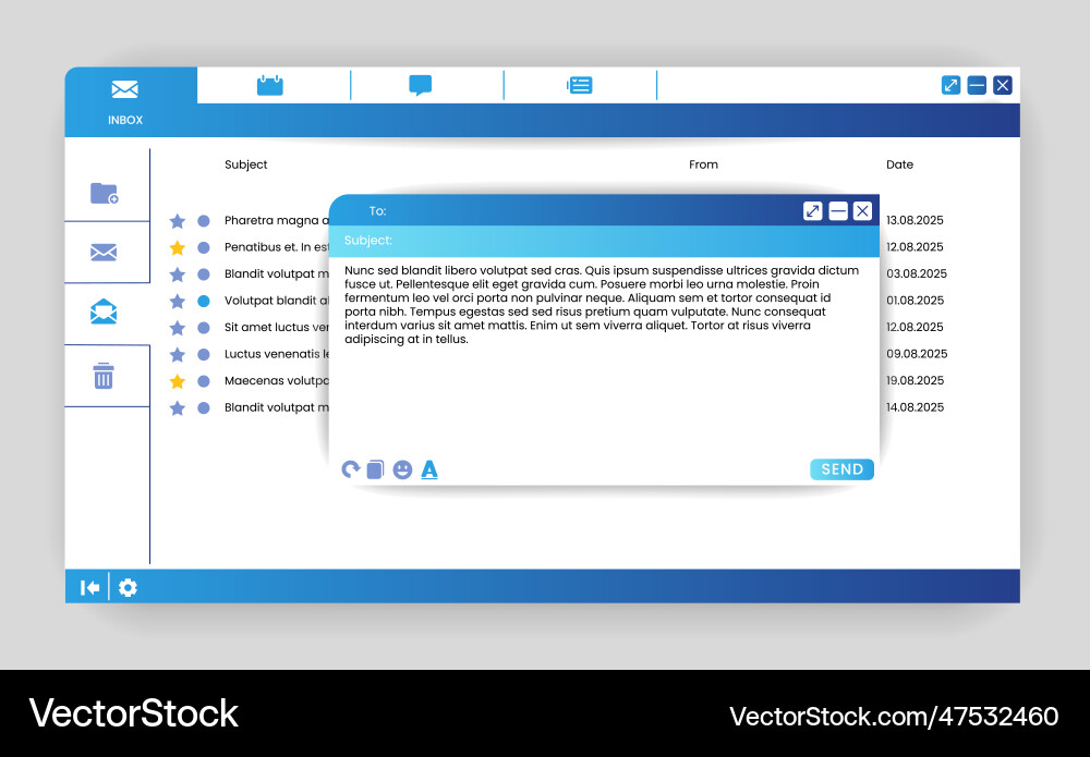 Outlook Email Inbox Interface vector image