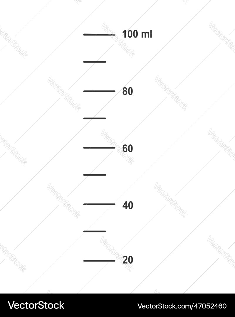 Scale with 100 ml liquid volume for measuring cups vector image