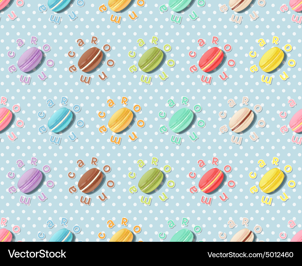 Seamless pattern with colorful macaroons vector image