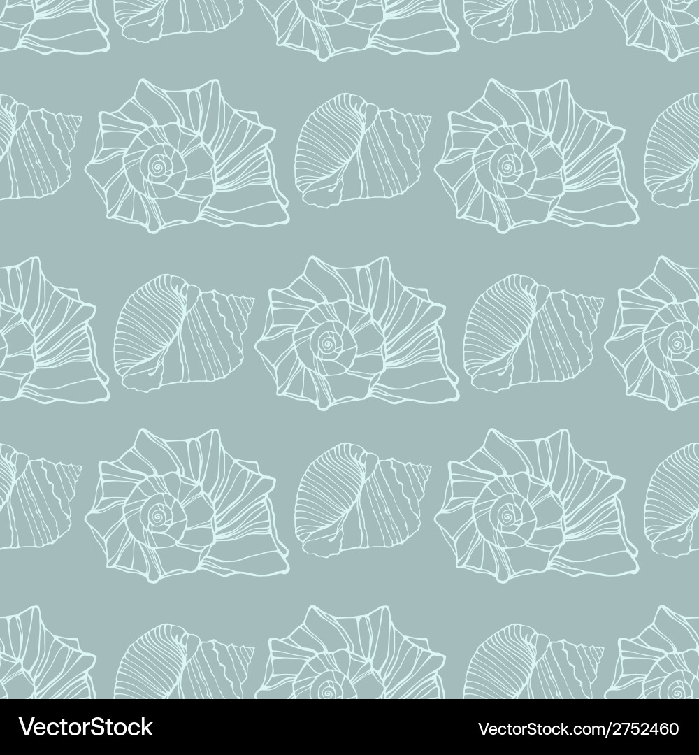 Seamless pattern with decorative shells vector image