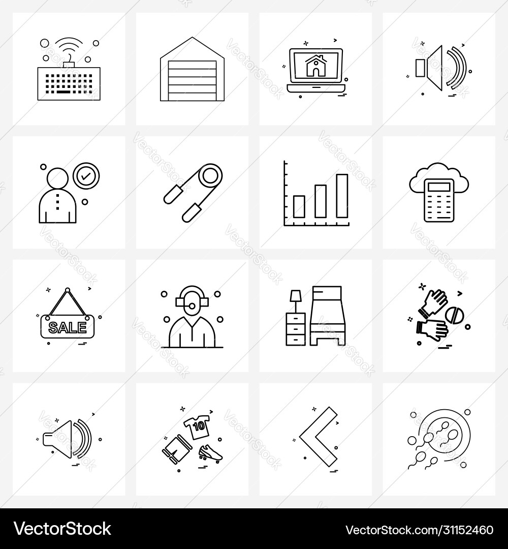 Set 16 modern line icons exercise user Vector Image