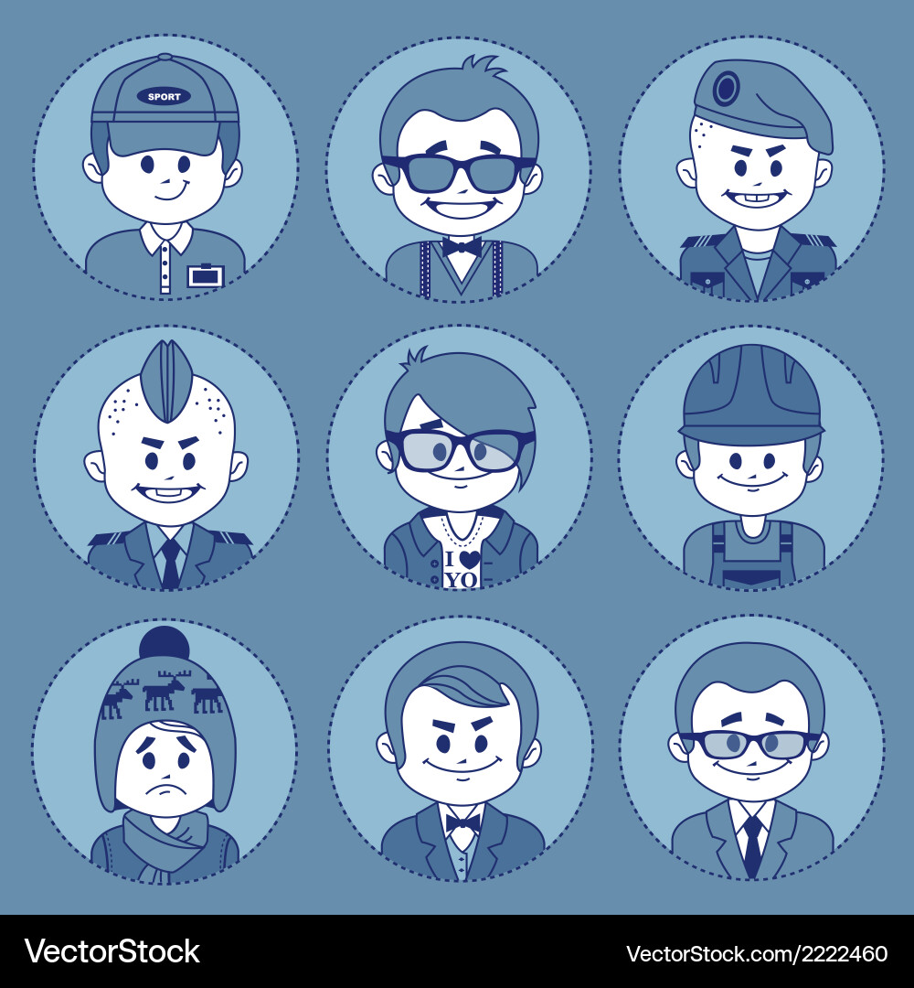 Set icons with characters different professions vector image