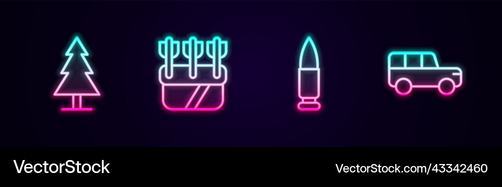Set line tree quiver with arrows bullet Set line tree quiver with arrows bullet vector image