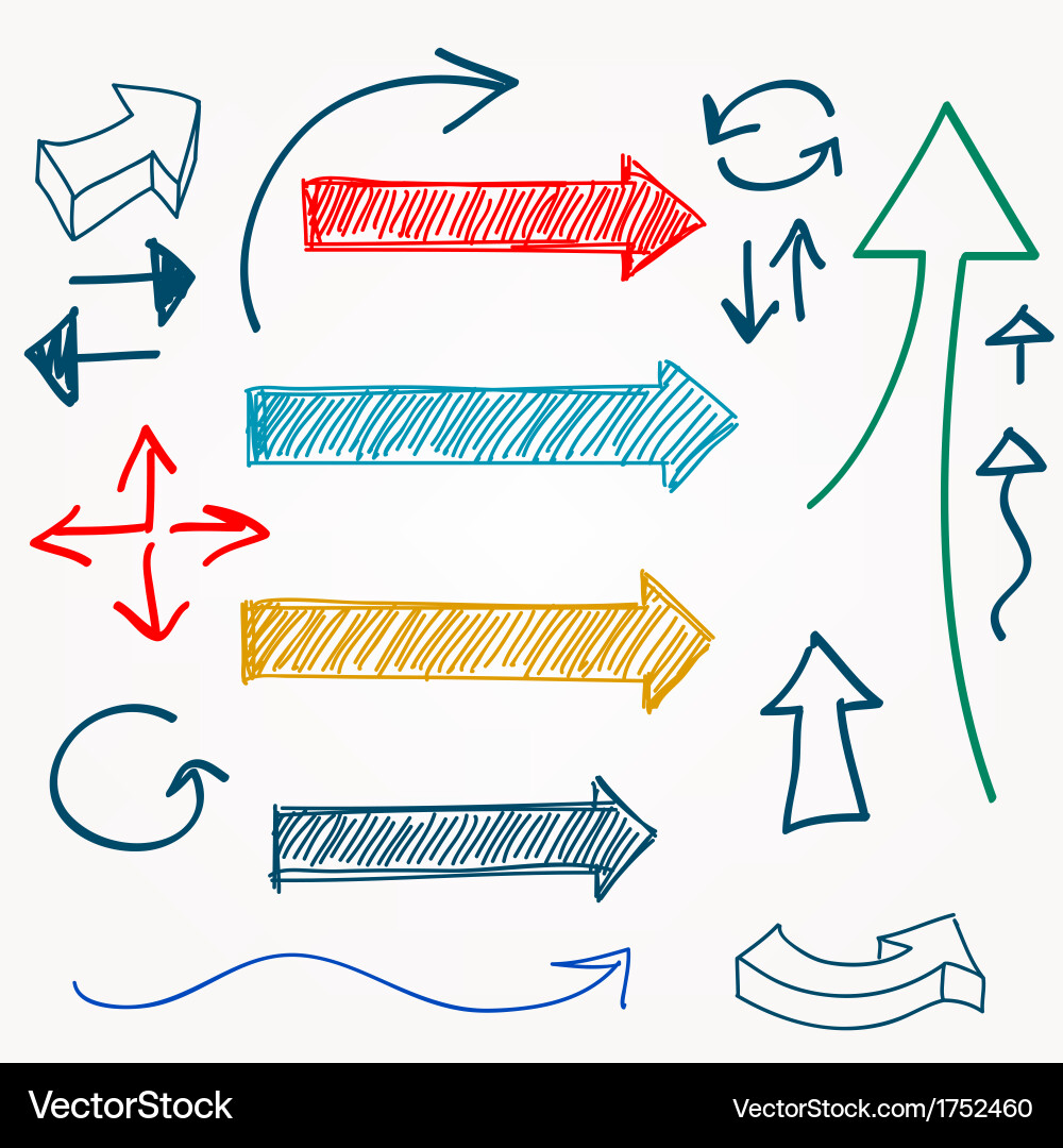 Sketchy Arrow Elements Set vector image