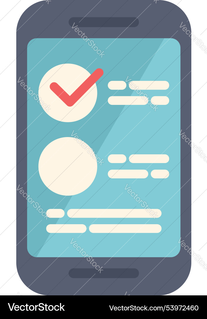 Smartphone showing checklist with check mark Smartphone showing checklist with check mark Vector Image