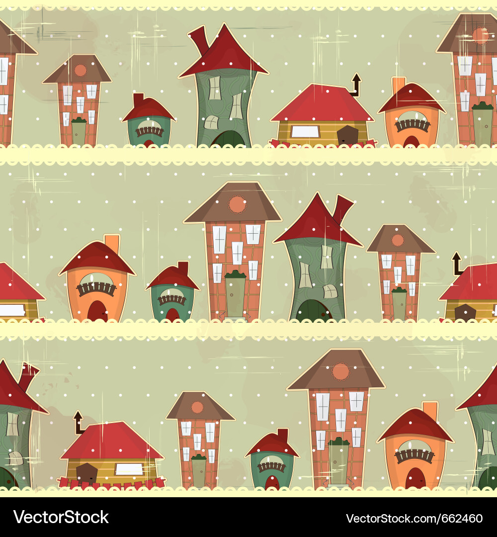Snowy Winter Town Pattern vector image