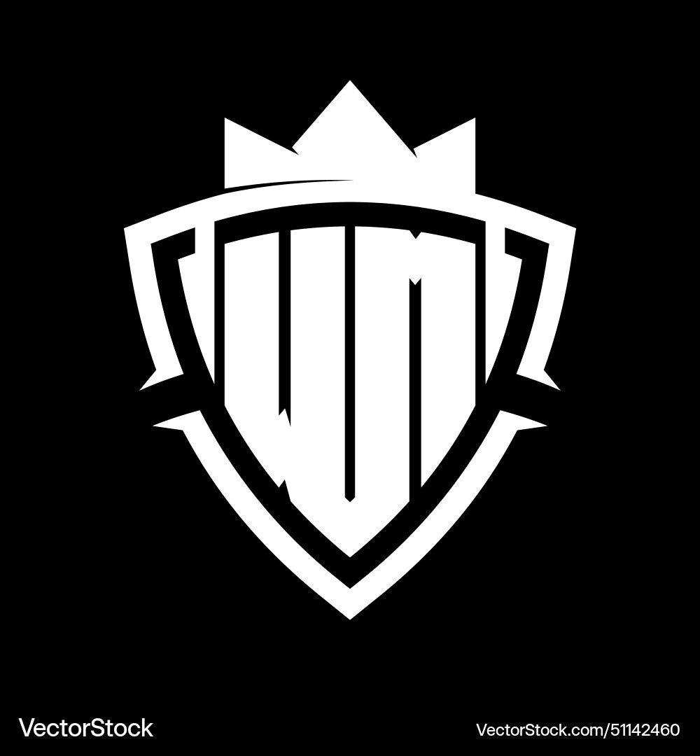 Wm letter monogram with triangle curve shield vector image