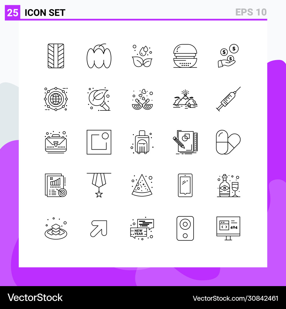25 universal lines set for web and mobile vector image