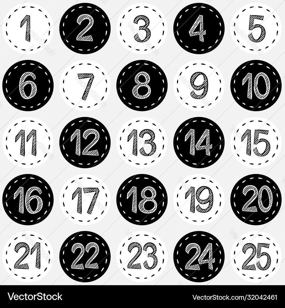 Advent stickers with numbers Advent stickers with numbers vector image