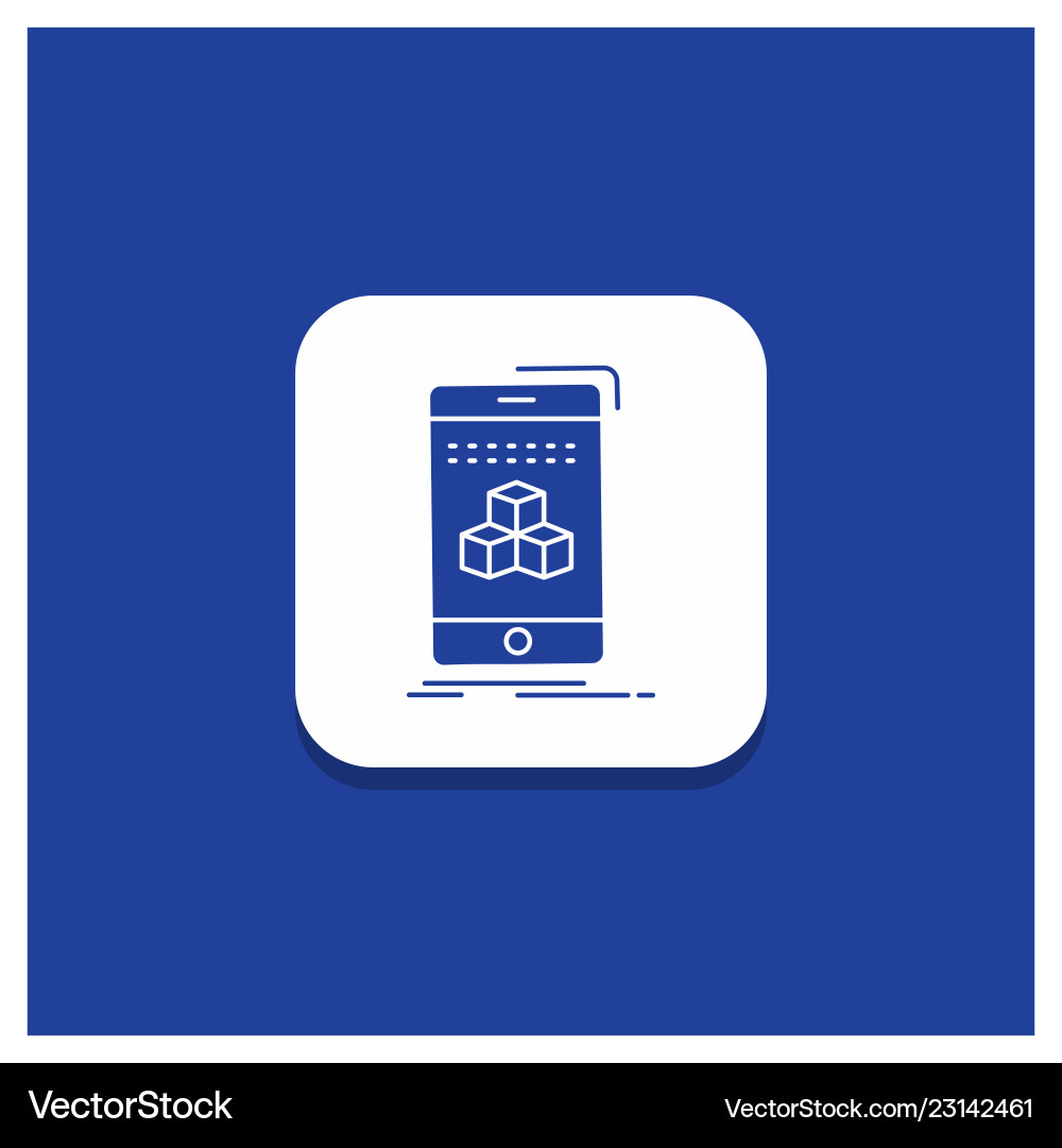 Blue round button for box 3d cube smartphone Blue round button for box 3d cube smartphone vector image