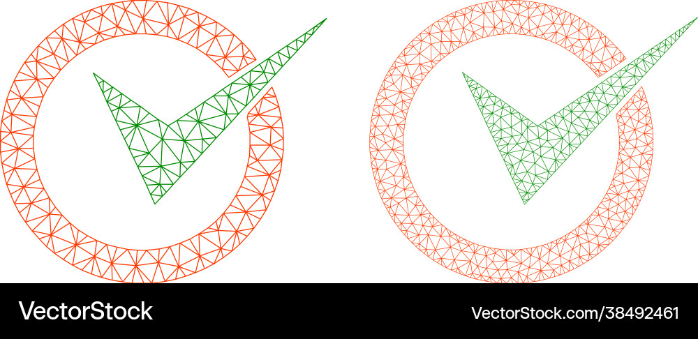 Checkbox circle icons - polygonal mesh vector image