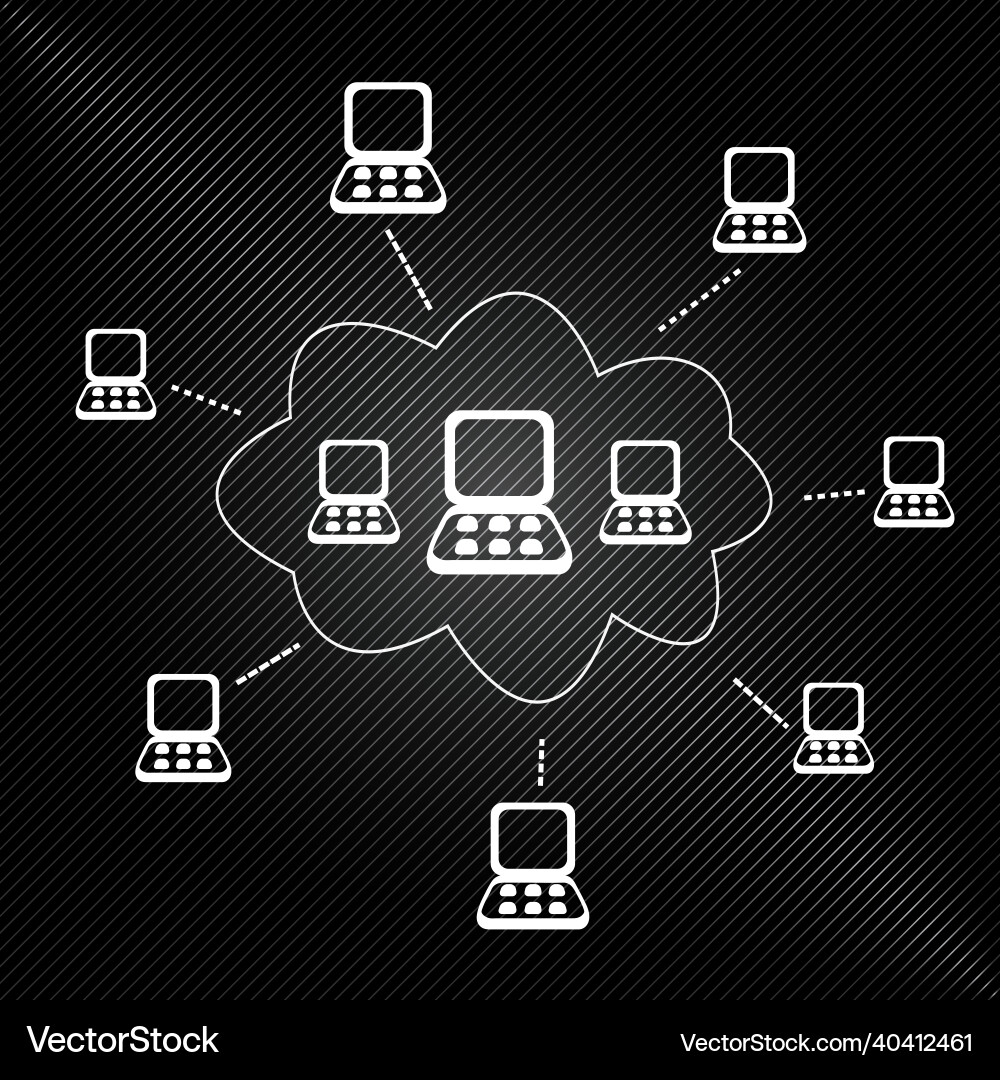 Cloud computing network Cloud computing network vector image