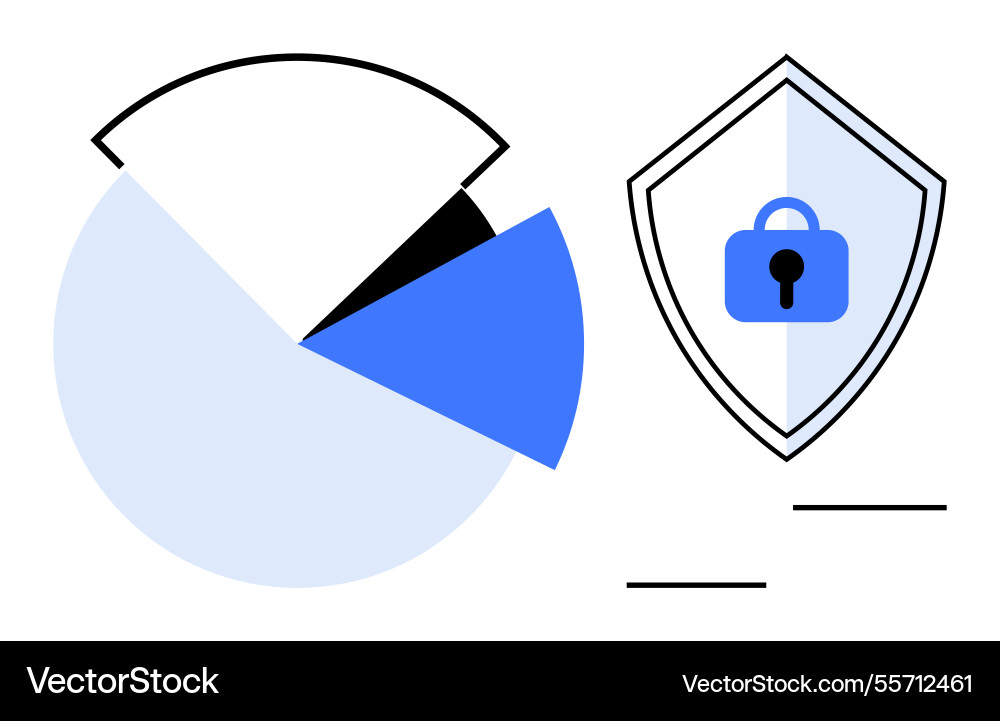 Data security concept with a pie chart and shield vector image