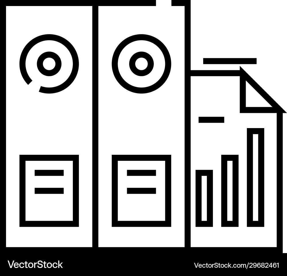 Files folder line icon concept sign outline Files folder line icon concept sign outline vector image