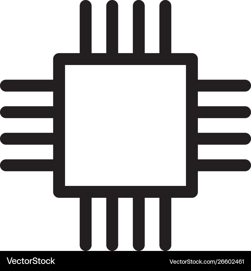 Flache Linie ic Prozessor Mikrochip Computer Gehirn Flache Linie ic Prozessor Mikrochip Computer Gehirn Vektorbild