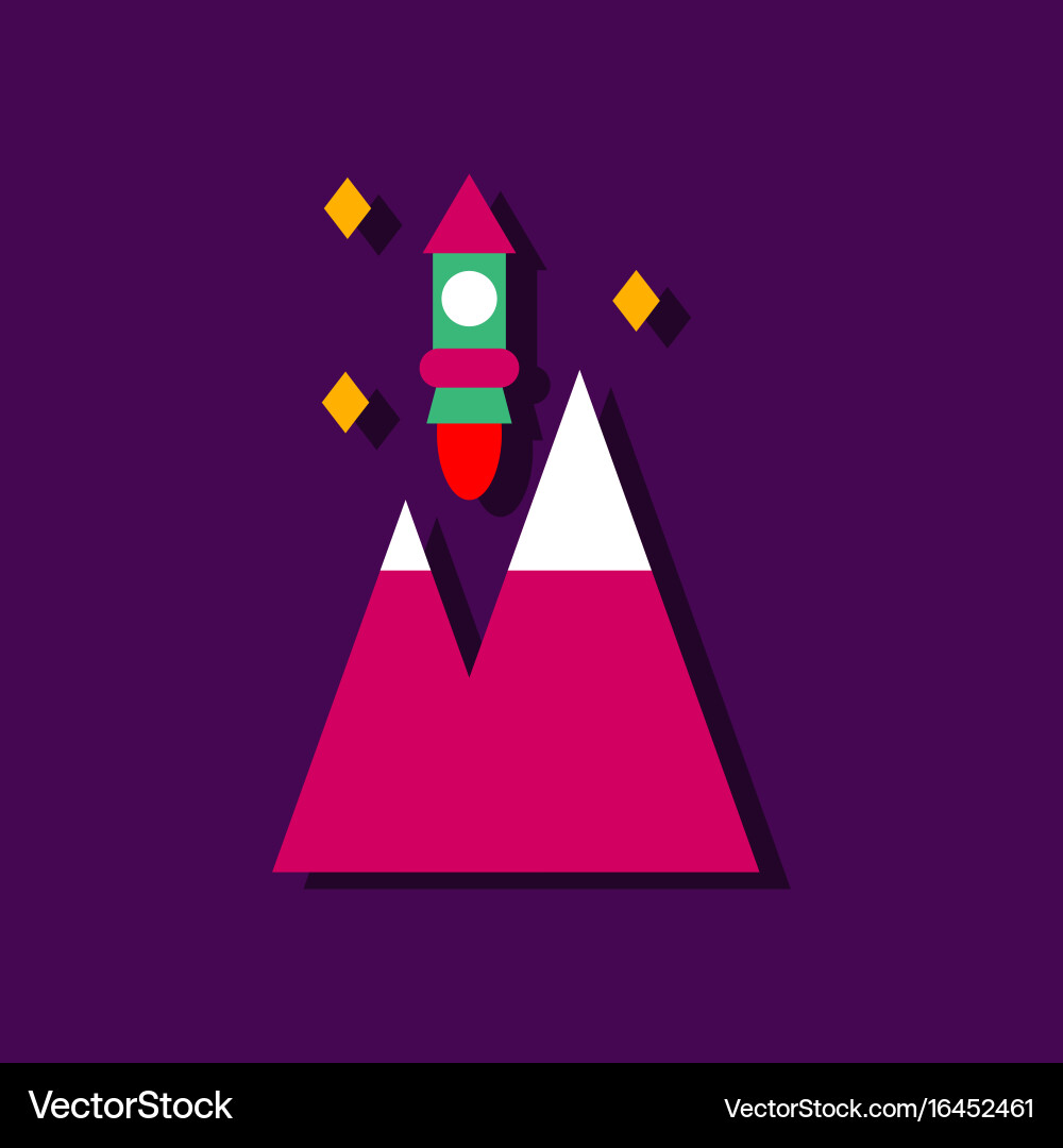 Flat icon design collection rocket and pyramids Vector Image