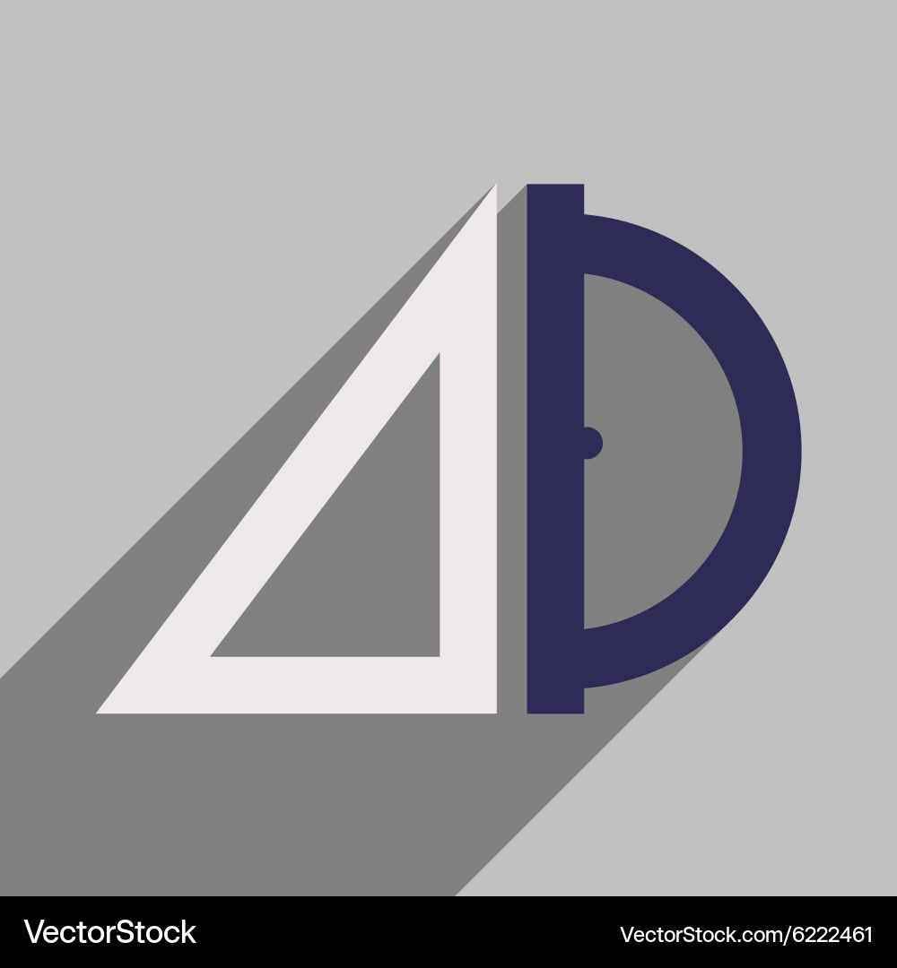Flat with shadow icon and mobile application ruler vector image