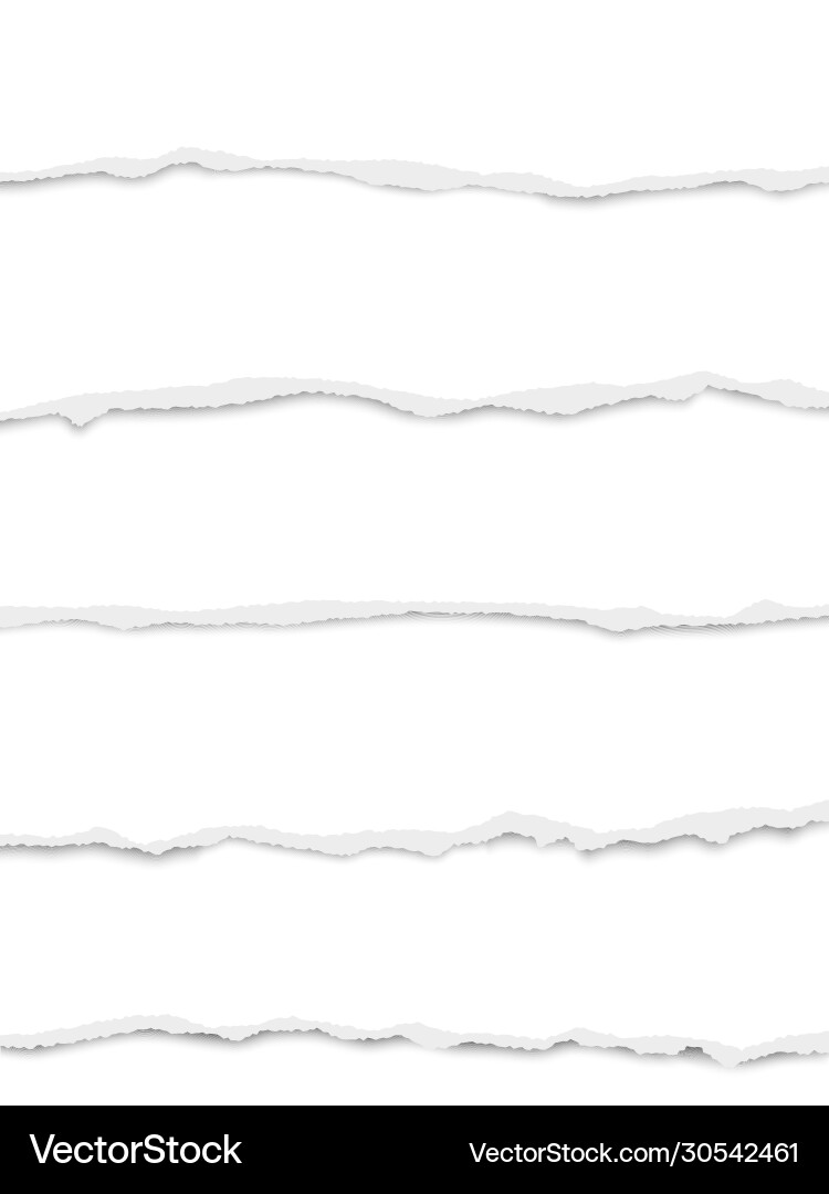 Fünf länglich zerrissene weiße Papier wisps Fünf länglich zerrissene weiße Papier wisps vektorbild