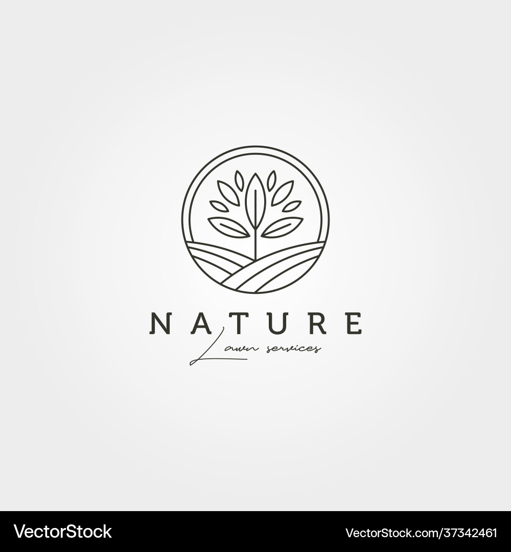 Garden tree landscape logo symbol design line art Vector Image