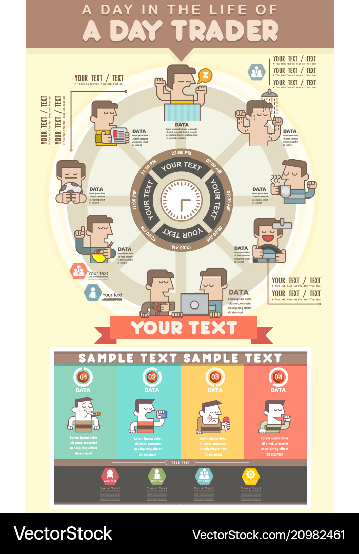 Infographics business man daily life routine Vector Image