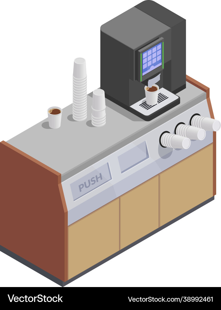 Isometric coffee machine Isometric coffee machine vector image