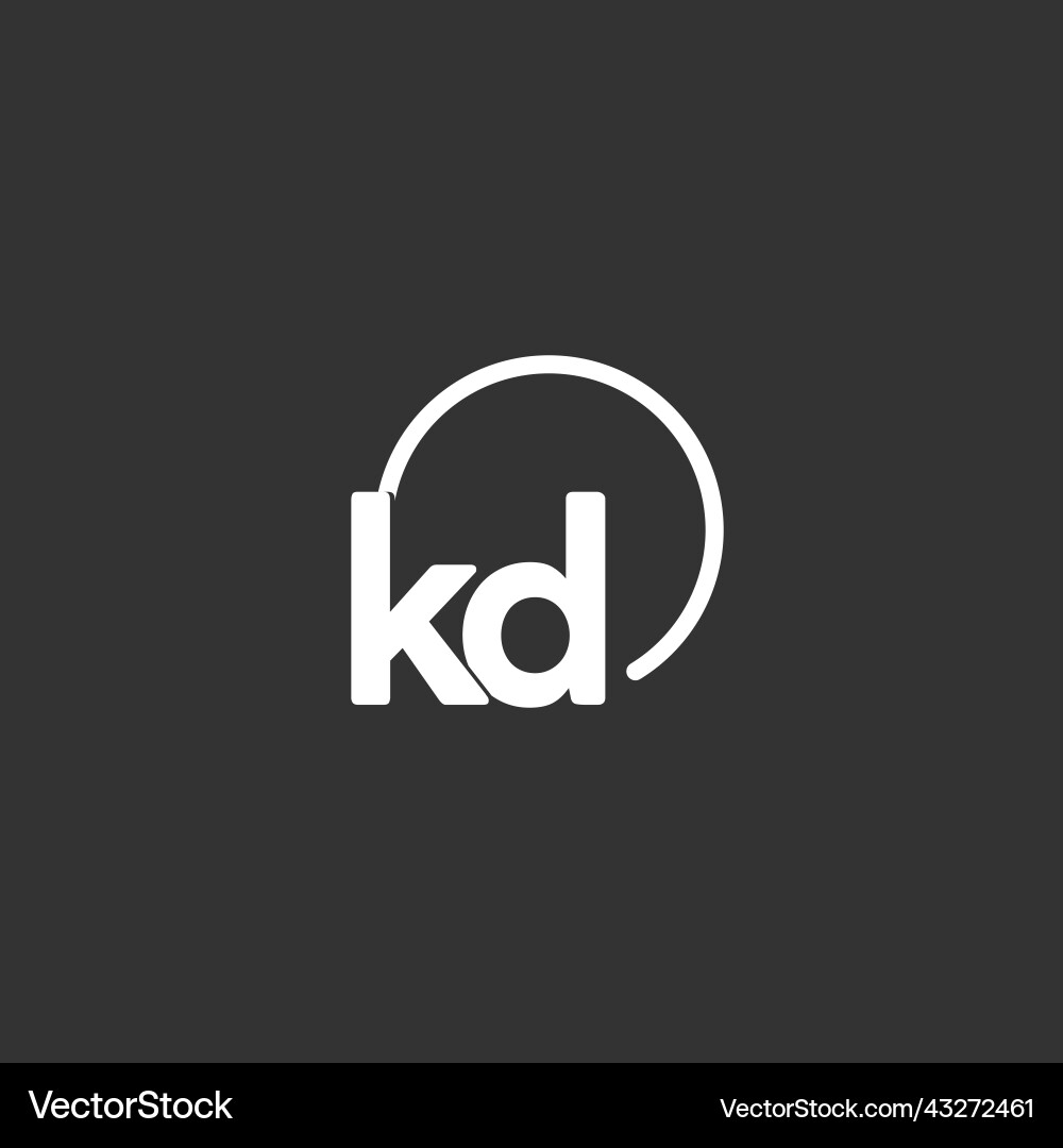 Kd initial logo with rounded circle vector image