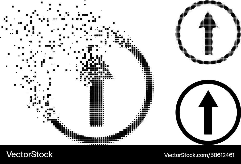 Moving and halftone dotted up rounded arrow icon Moving and halftone dotted up rounded arrow icon vector image