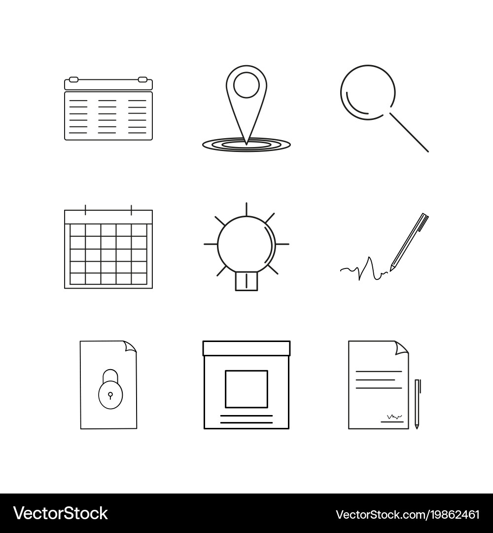 Office linear icon set simple outline icons vector image
