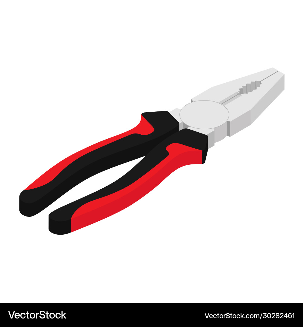 Pliers with red black handle isometric view Vector Image
