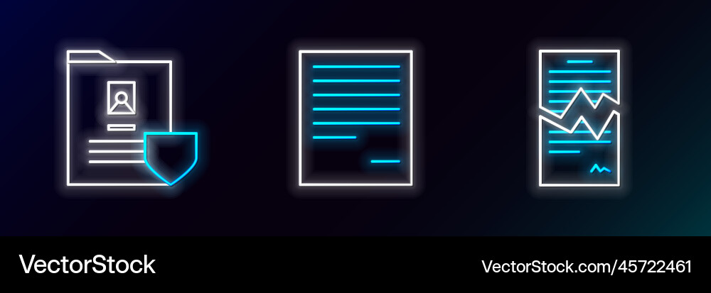 Set line torn contract document with shield Vector Image
