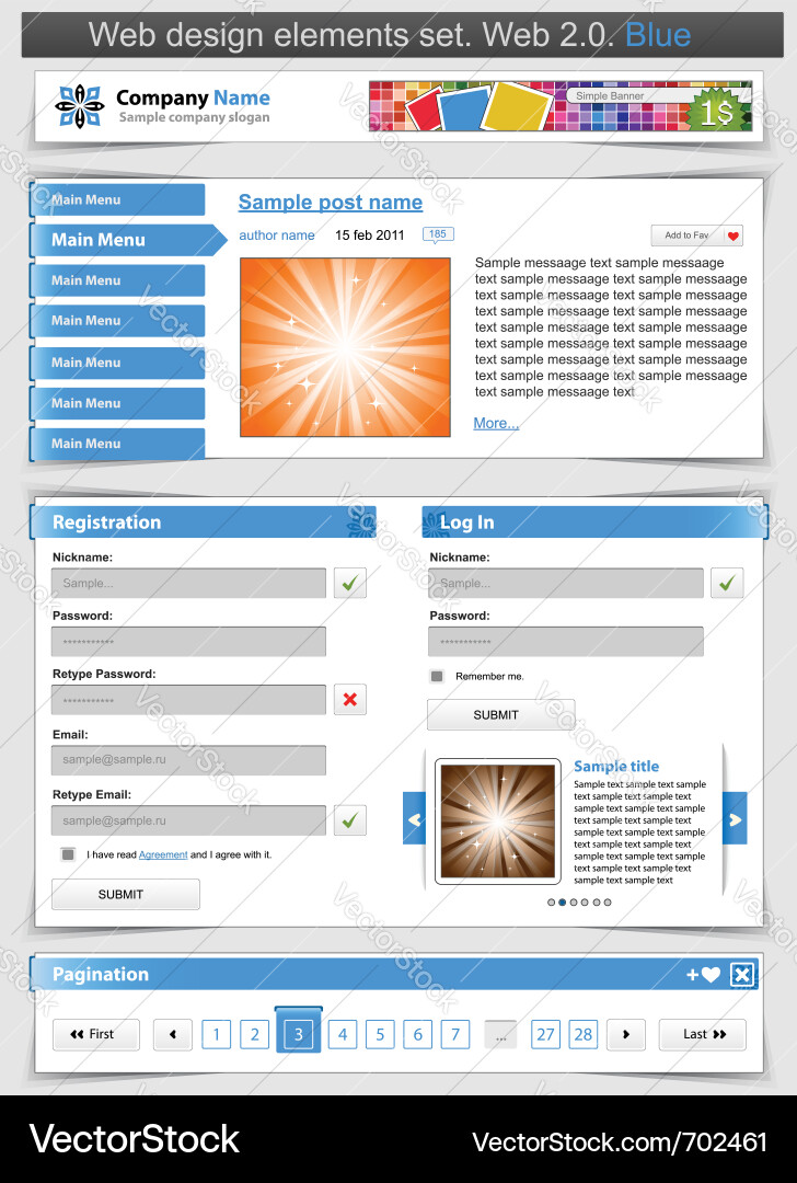 Web design template set Vector Image
