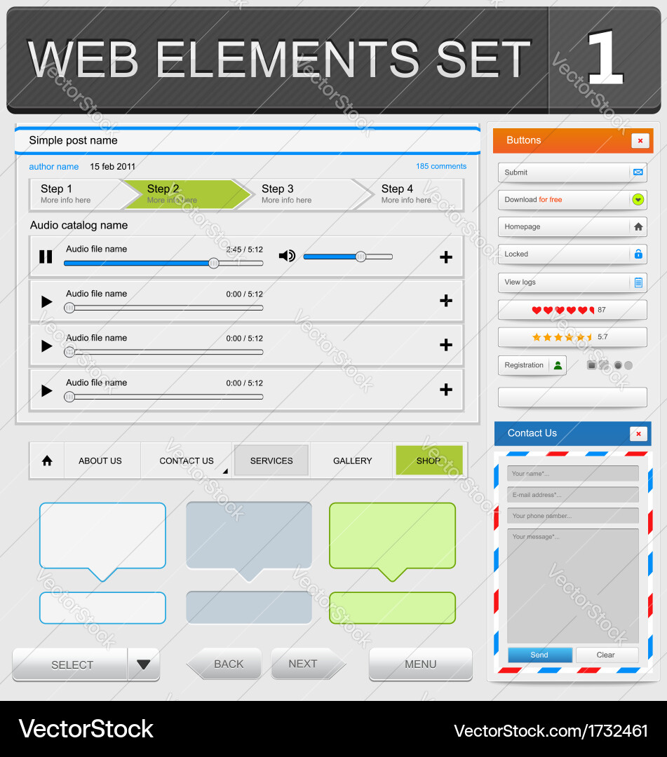 Web elements set1 Vector Image