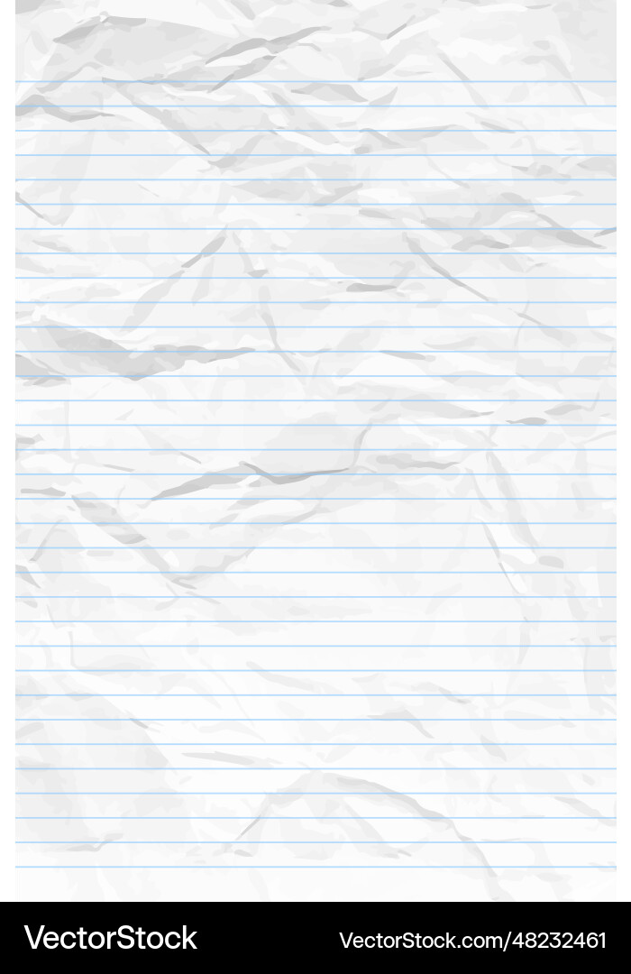 White clean crumpled notebook paper with lines Vector Image