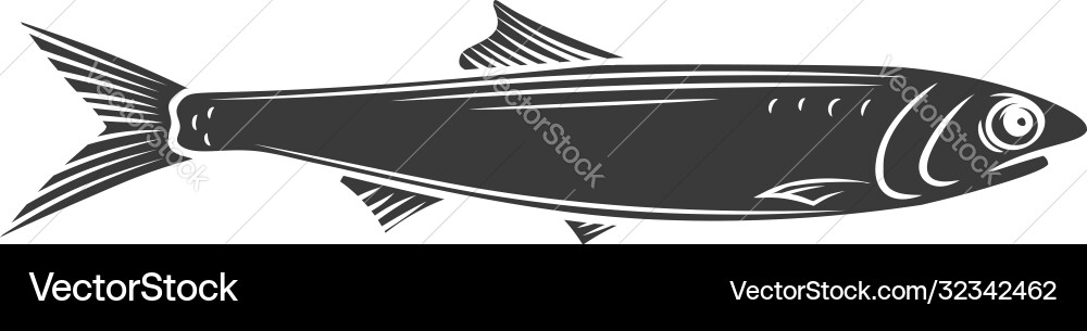 Anchovy fish glyph icon vector image