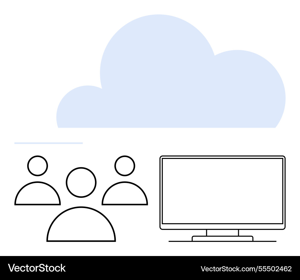 Cloud computing team collaboration with remote Cloud computing team collaboration with remote vector image