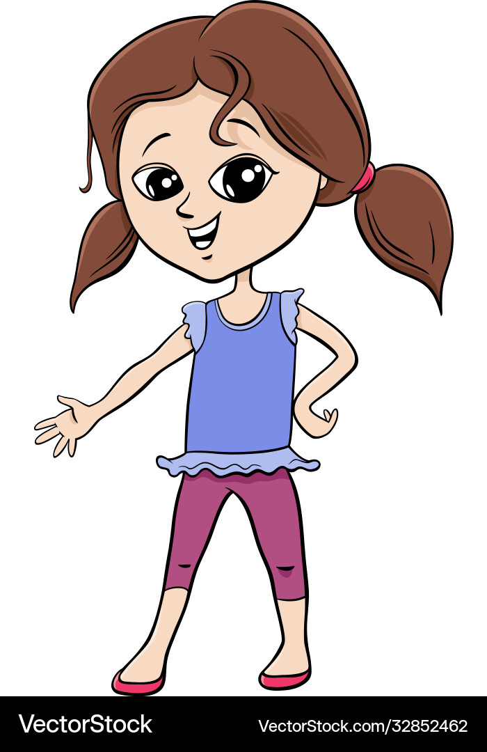 Cute Cartoon Girl Character Vector Image