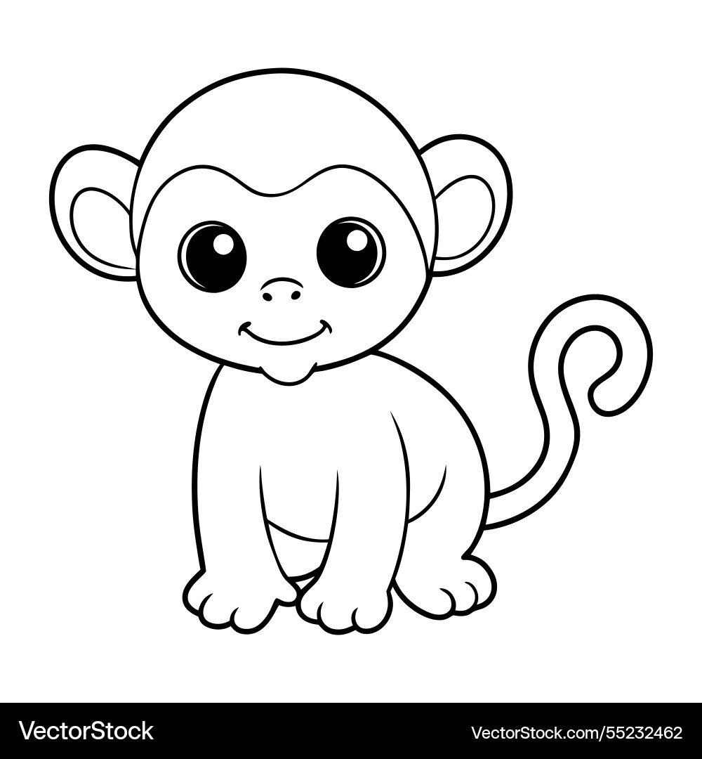 Cute monkey cartoon coloring page Cute monkey cartoon coloring page vector image