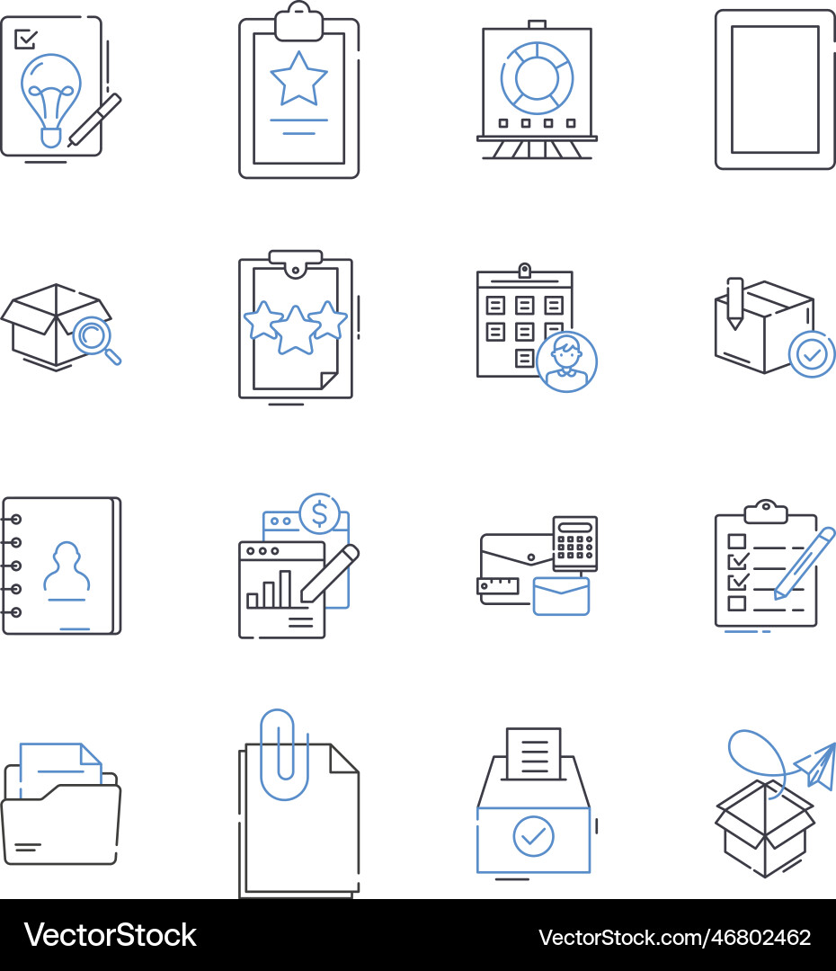 Document routing line icons collection Document routing line icons collection vector image